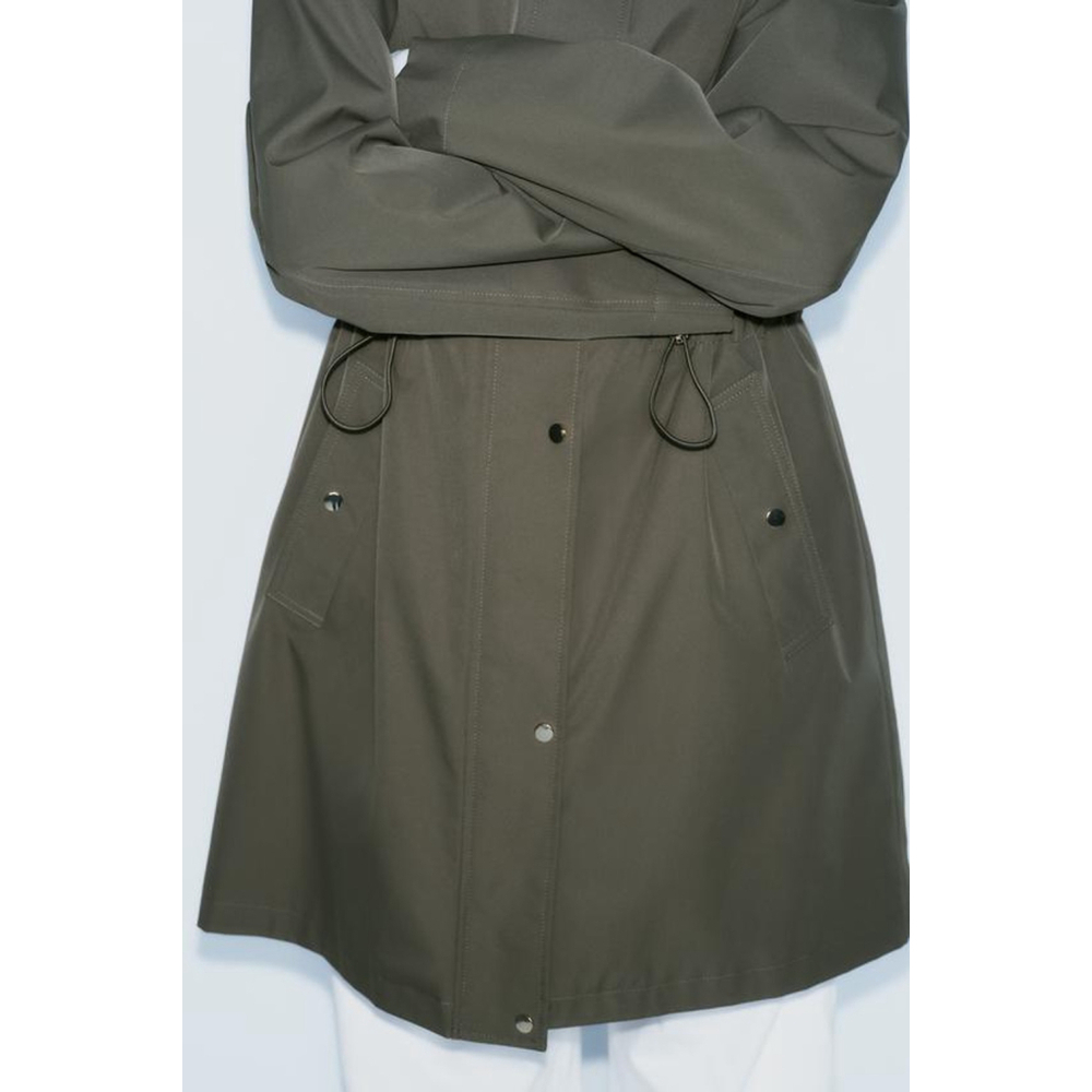Women's Zara Technical Effect Fabric Long Jacket Size M - Picture 2 of 9
